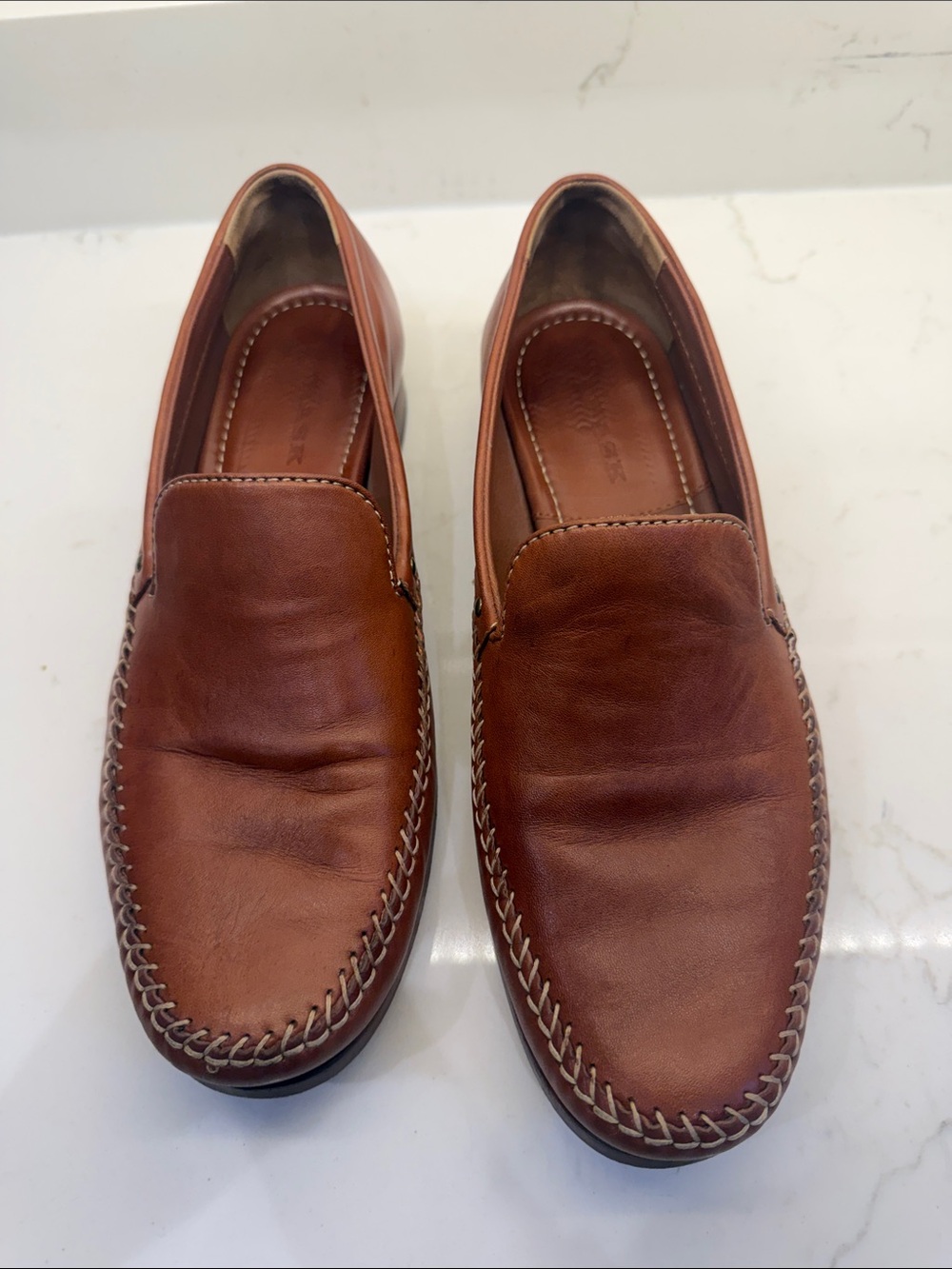 Trask Cognac Leather Slip-On Loafers